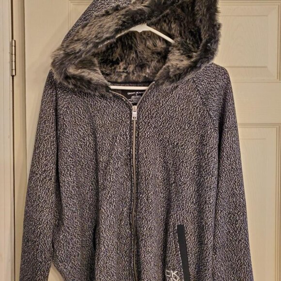 Dkny Sweaters - DKNY Jeans fur trimmed hoodie!
